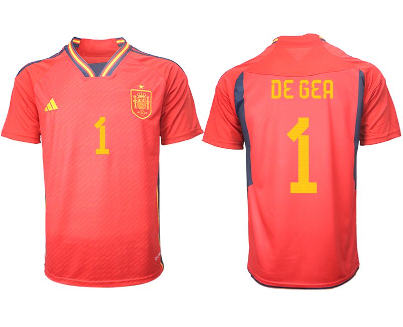 Men 2022 World Cup National Team Spain home aaa version red #1 Soccer Jersey